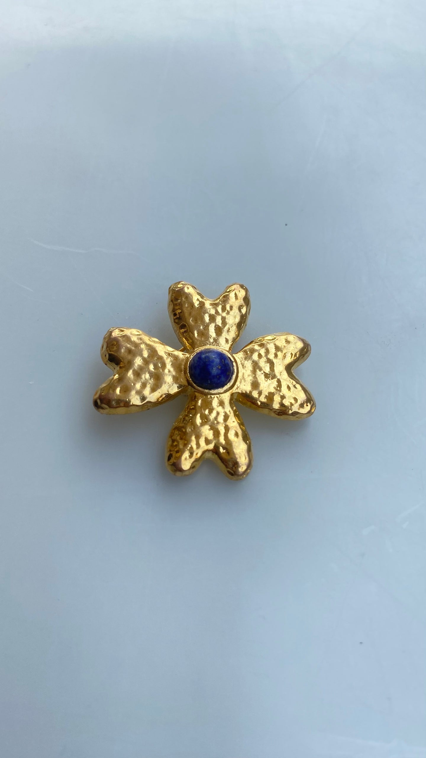 Vintage Blue Stone Flora Brooch