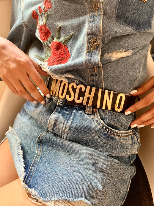 Vintage Moschino Black Logo Belt
