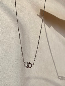 Vintage Salvatore Ferragamo Silver Studded Logo Necklace