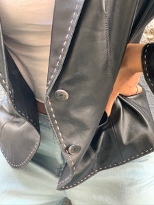 Vintage Balmain Charcoal Leather Jacket