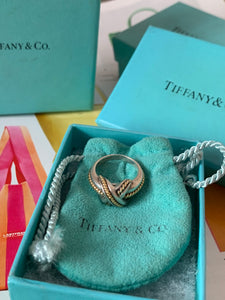 Vintage Tiffany Co X Silver and 18 Karat Gold Ring Viange