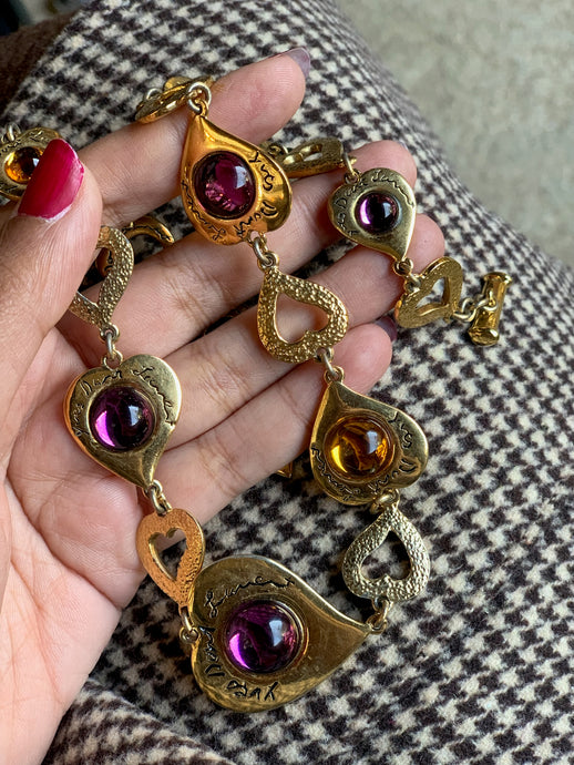 Vintage Yves Saint Laurent Logo Heart Necklace