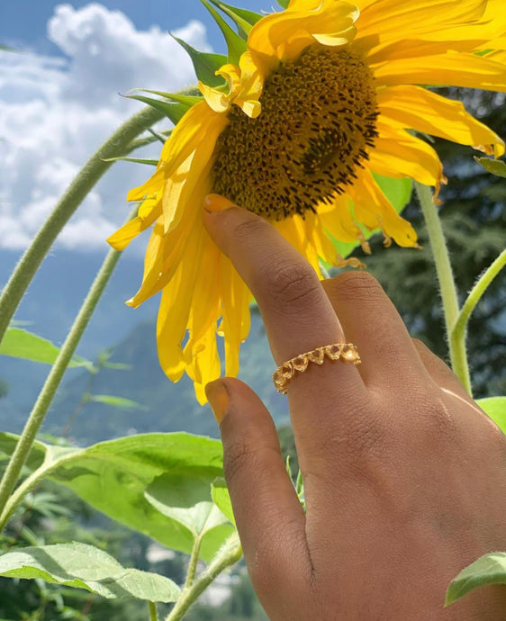 Citrine Heart Shaped Eternity Ring