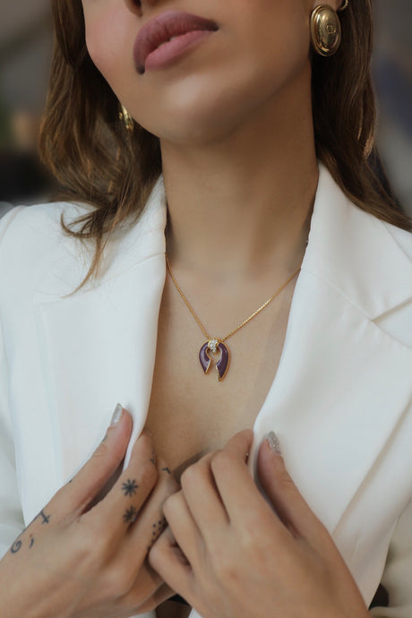 Vintage Purple Enamel Horseshoe Necklace