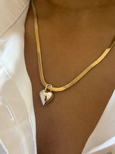 Load image into Gallery viewer, Herringbone Maxi Chain With Silver Bulb Heart