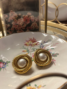 Vintage Chanel Chunky Pearl Swirl Earrings