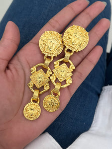Vintage Versace Chunky Gold Medusa Earrings