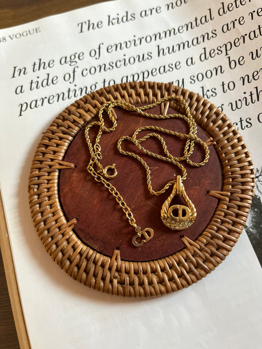 Vintage Christian Dior CD Drop Necklace