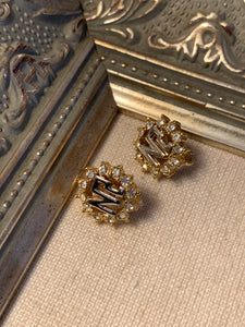 Vintage Nina Ricci Small NR Button Earrings