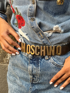 Vintage Moschino Black Logo Belt