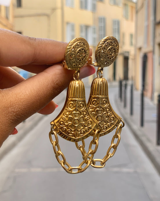 Vintage Baroque Chain Earrings