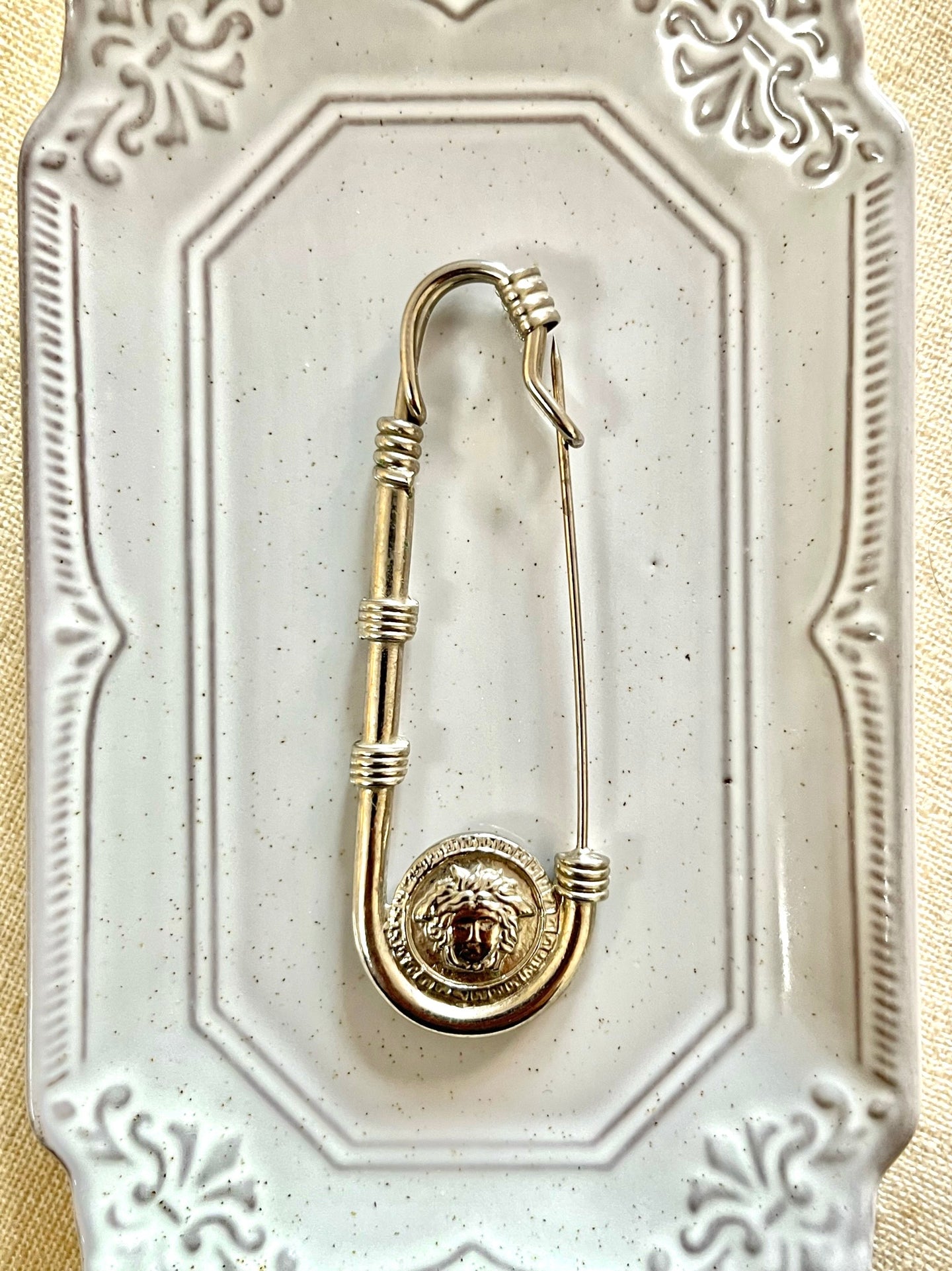 Vintage Versace Medusa Silver Pin Brooch