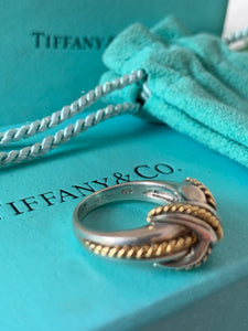 Vintage Tiffany & Co ‘X’ Silver and 18 Karat Gold Ring